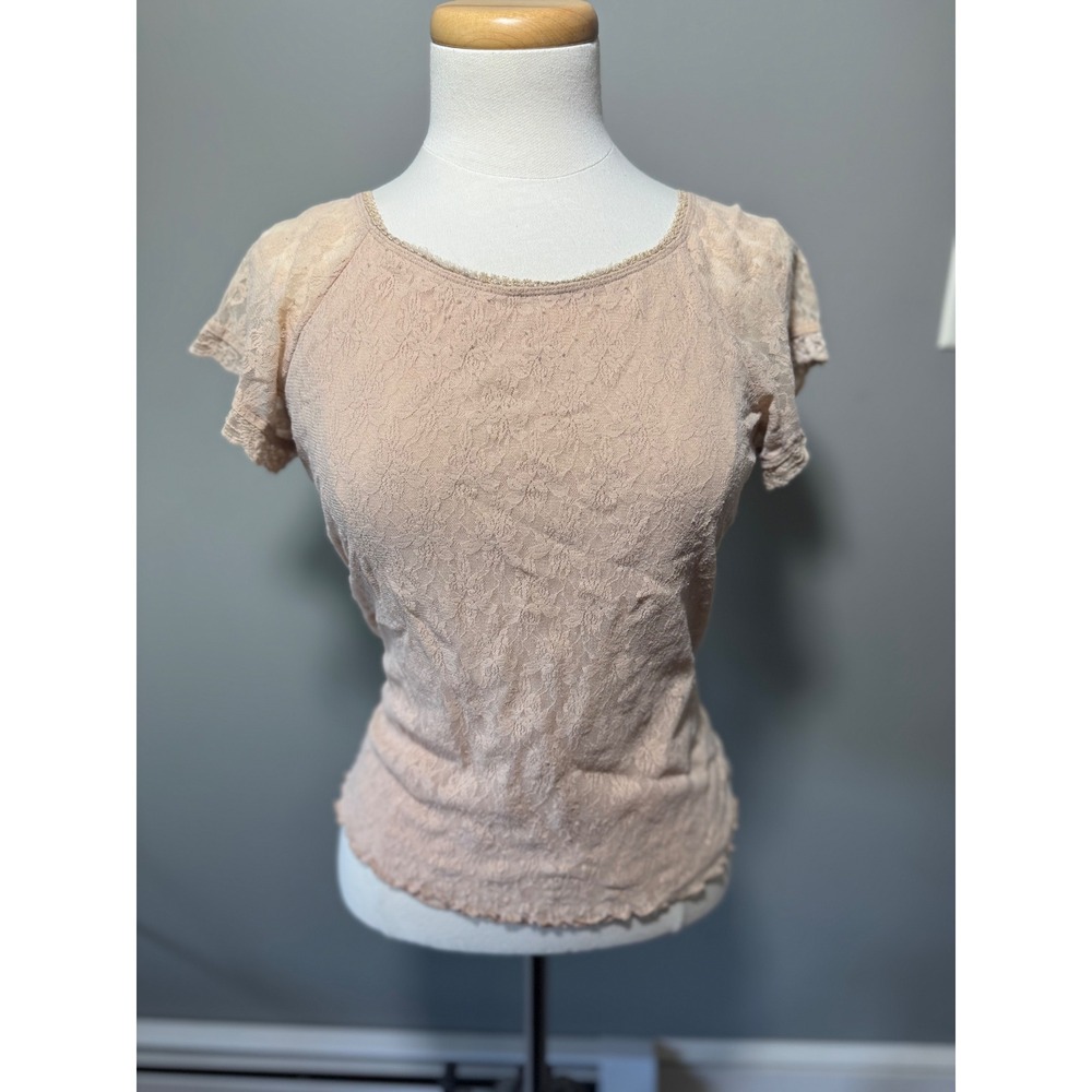 Y2K Fairy Whimsicore‎ Newport News Jeanology Collection Lace Top Blouse XL